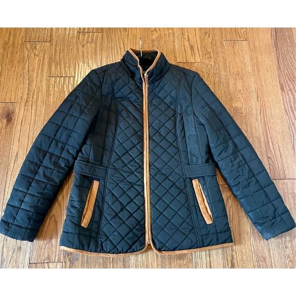 Liverpool LA black quilted tan trim jacket size m - Picture 8 of 10